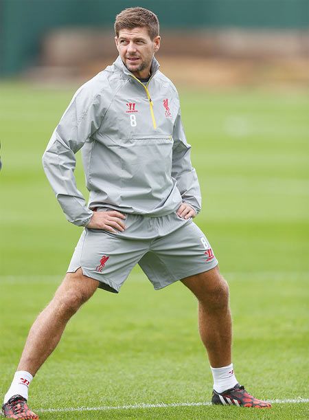 Steven Gerrard at a training session