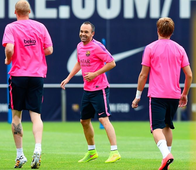 Andres Iniesta during a training session