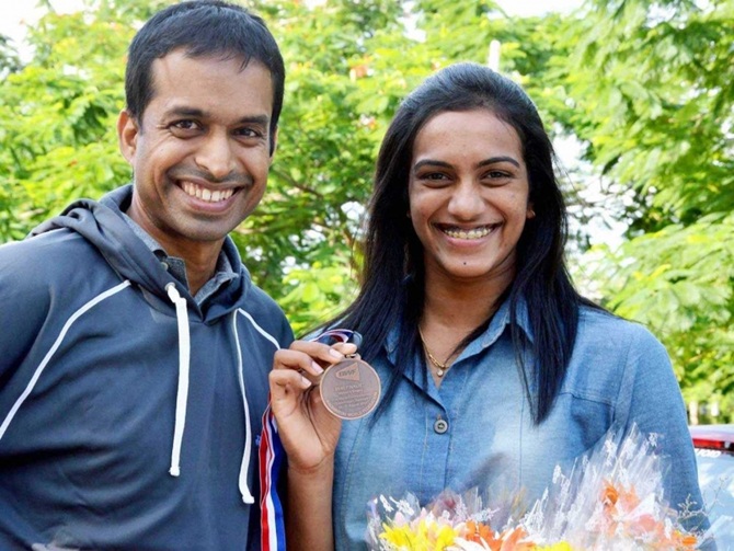 PV Sindhu  with her coach