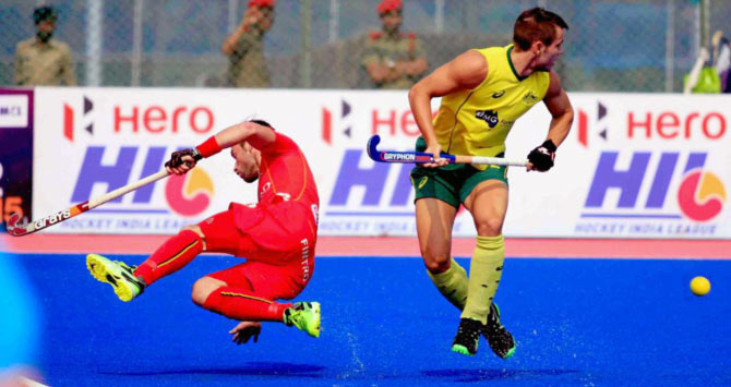 Australia and Belgium players in action