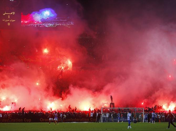 Fans of Egypt's Al Ahly celebrate