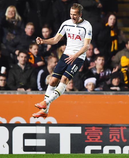 Harry Kane of Tottenham Hotspur celebrates a goal