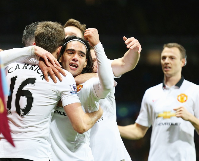 Radamel Falcao of Manchester United celebrates