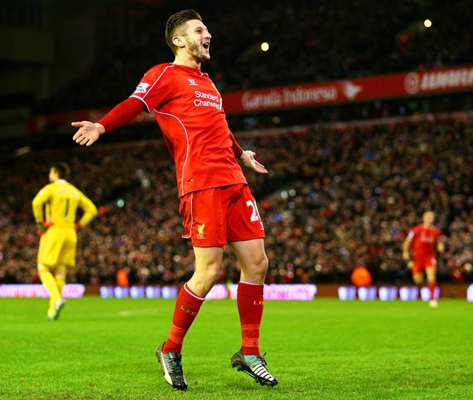 Adam Lallana of Liverpool celebrates