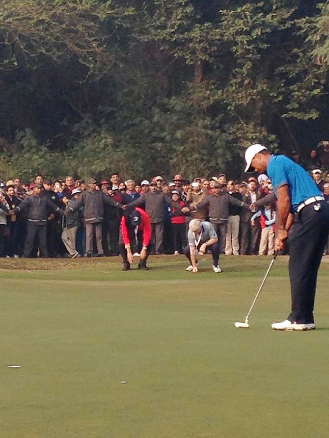 Tiger Woods in action the Delhi Golf Club 