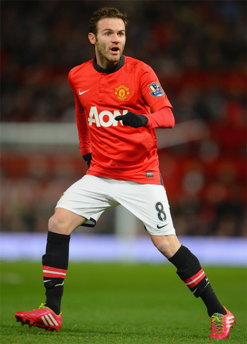 New signing Juan Mata of Manchester United in action
