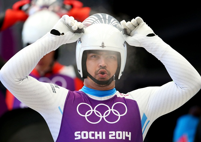 Independent Olympic Participant Shiva Keshavan gets prepared during a men's luge training session