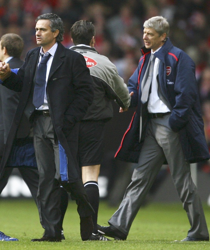 Chelsea Manager Jose Mourinho and Arsenal Manager Arsene Wenger.