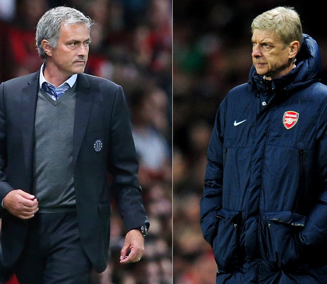 Manchester United manager Jose Mourinho (left) and Arsenal manager Arsene Wenger