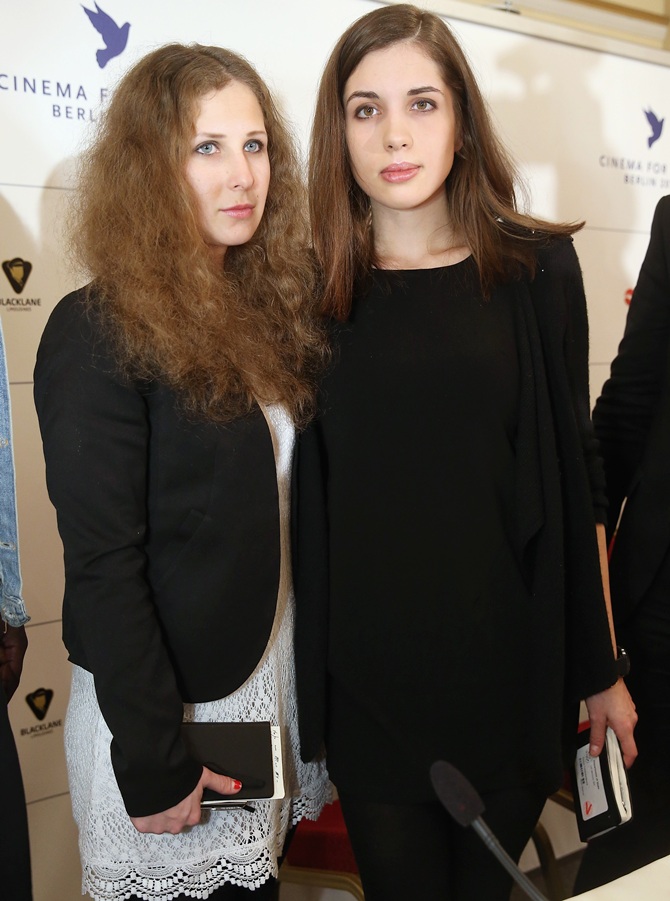 Pussy Riot members Nadezhda Tolokonnikova, right, and Maria Alyokhina.