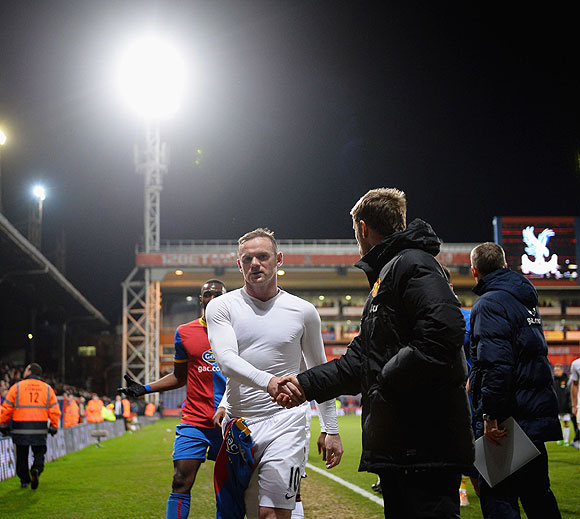 Wayne Rooney of Manchester United walks off the field at the end of the match against Crystal Palace on Saturday