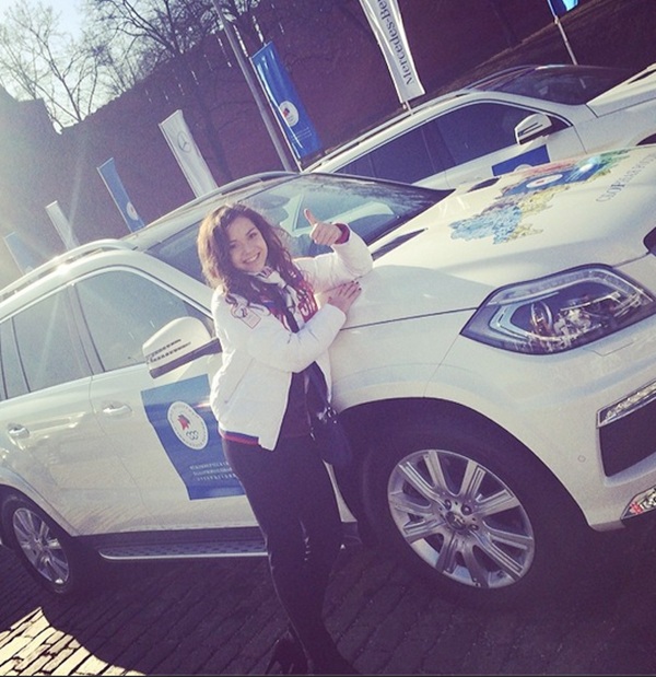 Adelina Sotnikova with her new SUV