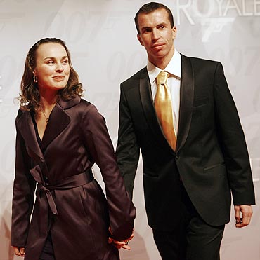 Switzerland's tennis player Martina Hingis and Stepanek Radek