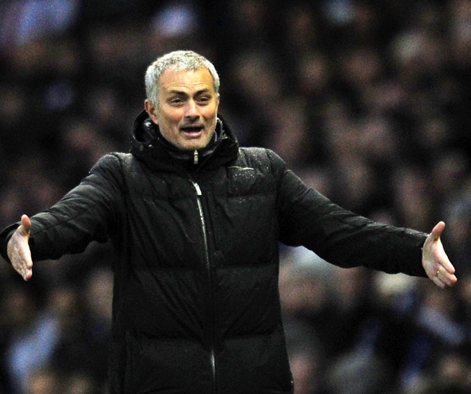 Jose Mourinho manager of Chelsea gestures
