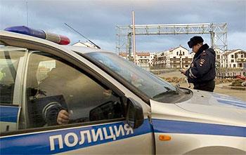 Russian Police partrol at the Olympic site at Sochi