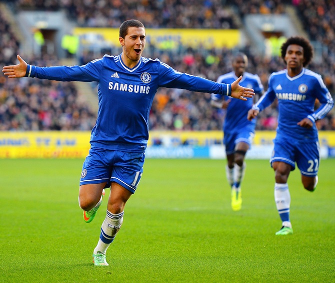 Eden Hazard of Chelsea celebrates