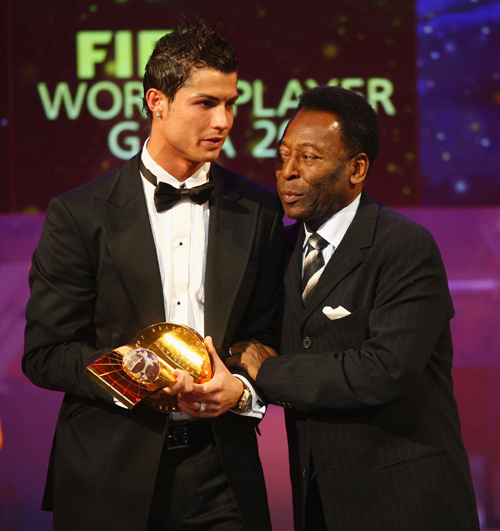 A file picture of Cristiano Ronaldo (left) and Pele
