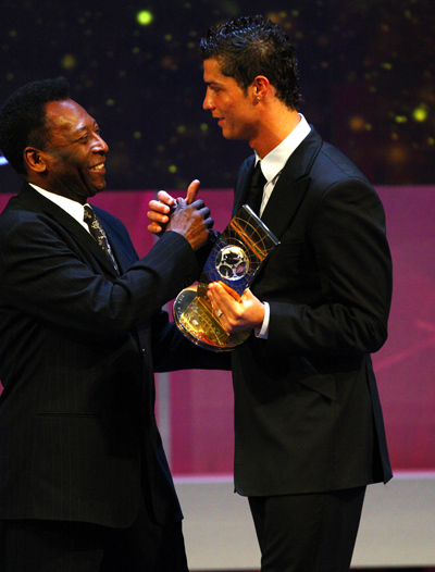 A file picture of Pele and Cristiano Ronaldo (right) 