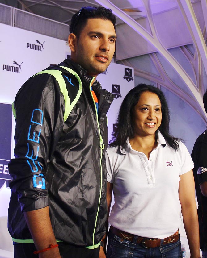 Ashwin Nachappa (right) with Yuvraj Singh