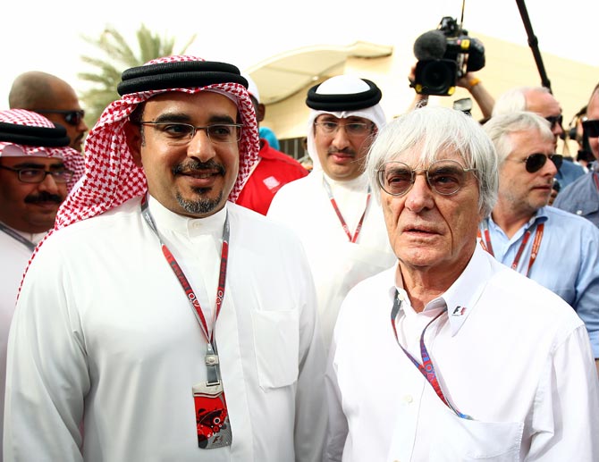 Bernie Ecclestone (right) with Prince Salman Bin Hamad Al Khalifa Crown Prince of Bahrain