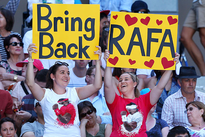 Fans show their support for Rafael Nadal during the 2013 Australian Open quarter-final between Jeremy Chardy of France and Andy Murray of Great Britain