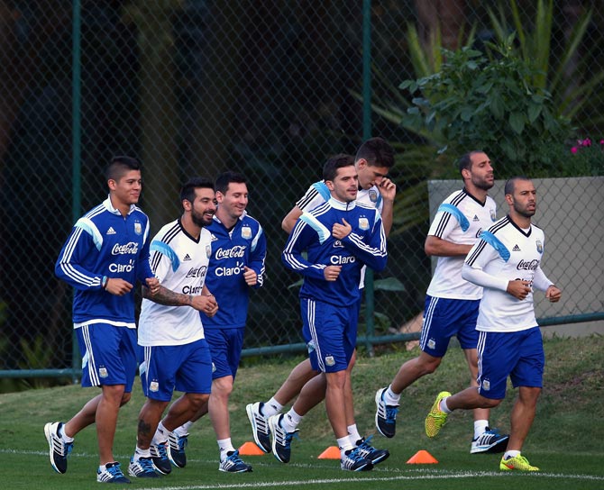 Argentina's players during a training session