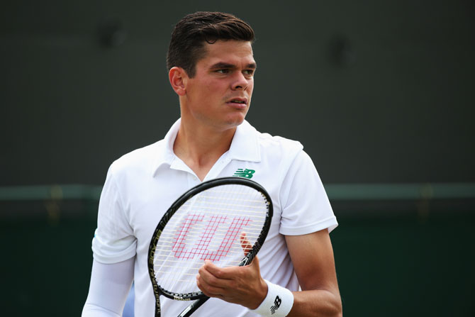Milos Raonic of Canada in action