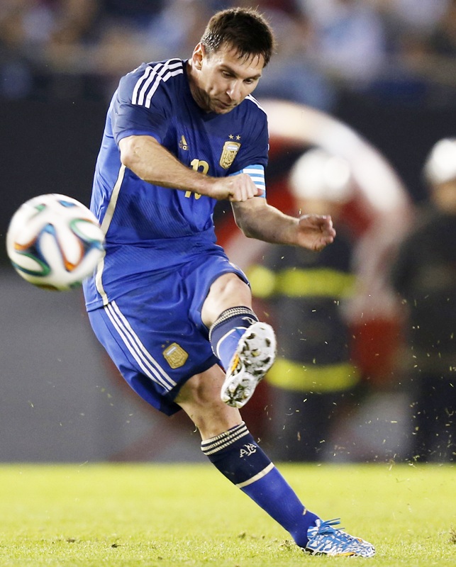 Argentina's Lionel Messi takes a free-kick