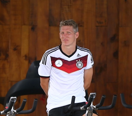 Bastian Schweinsteiger of Germany looks on during the German national team training at Campo Bahia