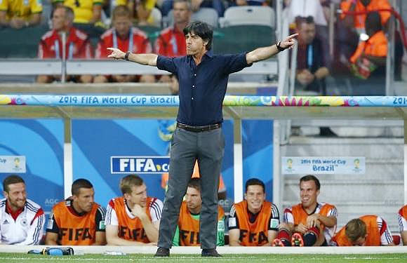 Germany's coach Joachim Loew reacts