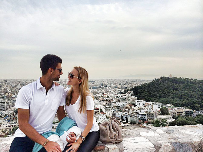 Novak Djokovic and girlfriend Jelena Ristic at their holiday in Greece