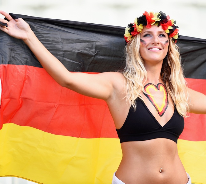 A Germany fan poses