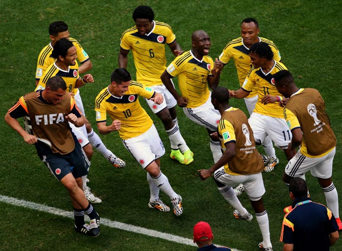 Colombia's players celebrate