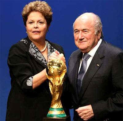 Brazil's President Dilma Rousseff (left) with FIFA president Sepp Blatter