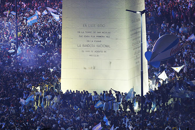 Argentina's fans gather around the Obelisk after Argentina lost to Germany in their 2014 World Cup final on Sunday