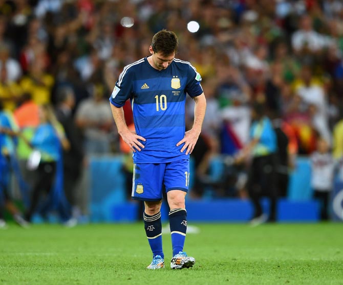 A dejected Lionel Messi of Argentina after losing to Germany in the World Cup final
