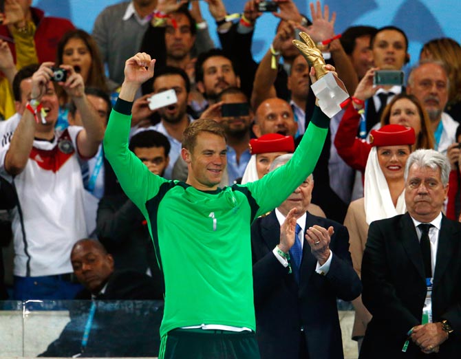 Manuel Neuer of Germany with the Golden Glove award