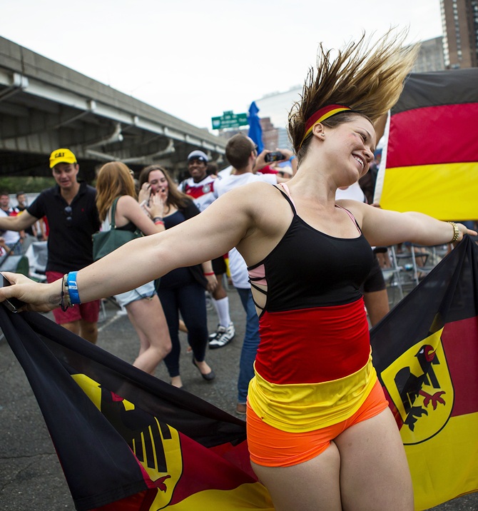 Soccer fans gather to watch the World Cup final match between Germany and Argentina