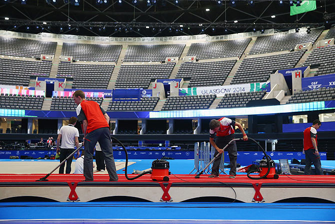 A genral view of final preparations for the Commonwealth Games in Glasgow, Scotland, on Sunday