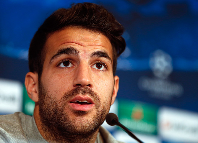 Cesc Fabregas speaks during a news conference