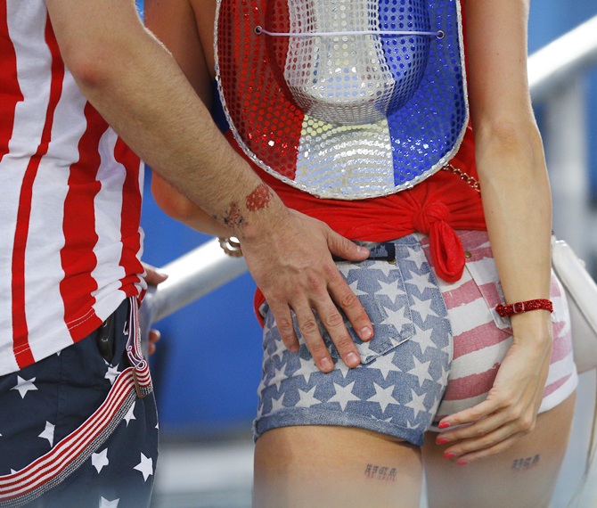 Fans of the US wait for the match against Germany