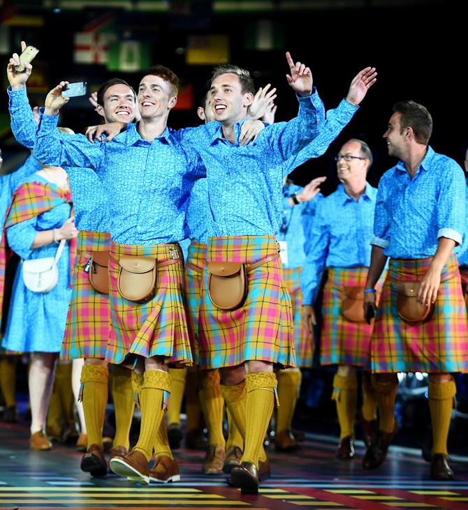 Athletes from Scotland arrive during the Opening Ceremony for the Glasgow 2014 Commonwealth Games