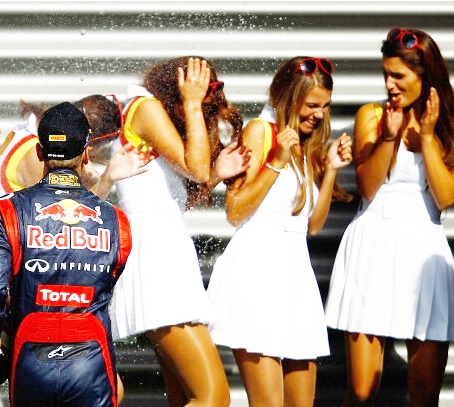 Red Bull's Daniel Ricciardo with grid girls
