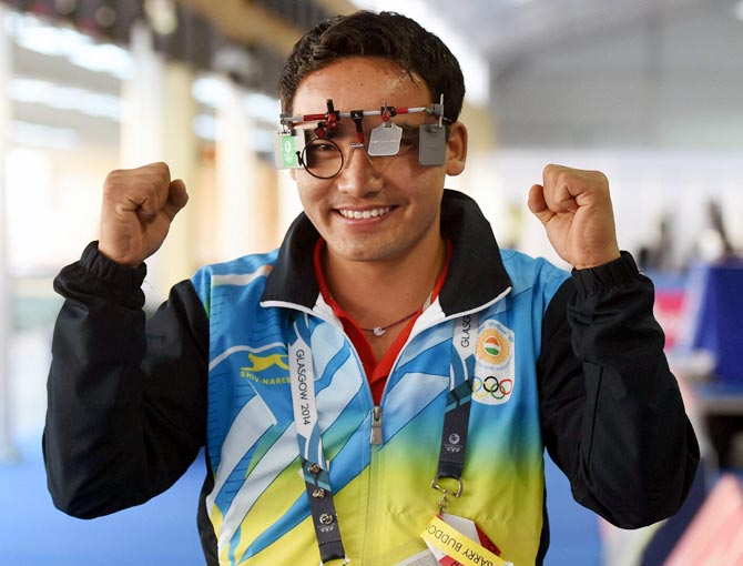 Jitu Rai celebrates after winning the gold medal at Commonwealth Games in Glasgow