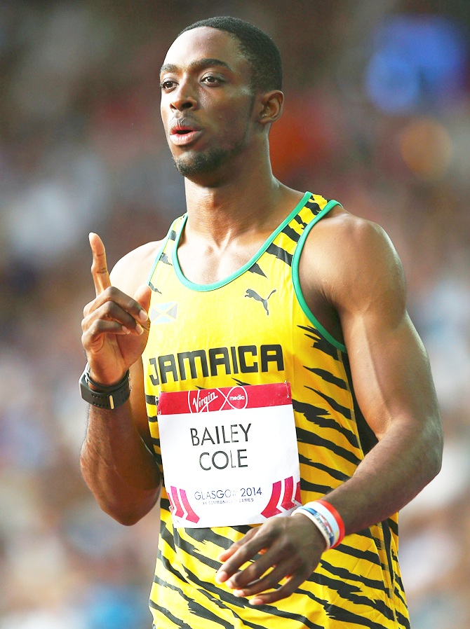 Kemar Bailey-Cole of Jamaica celebrates