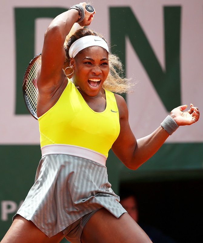 Serena Williams of the United States returns a shot