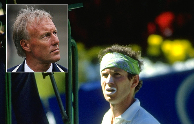 Umpire Gerry Armstrong (inset) and John McEnroe.