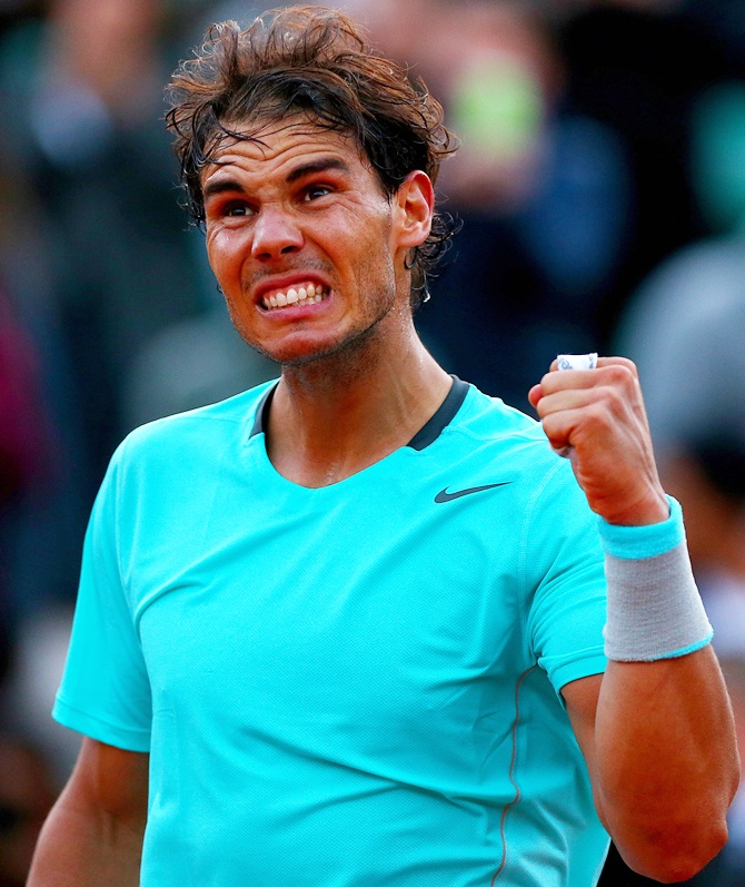 Rafael Nadal of Spain celebrates victory