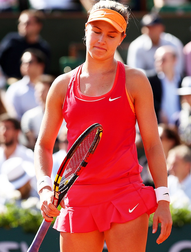 Eugenie Bouchard of Canada reacts