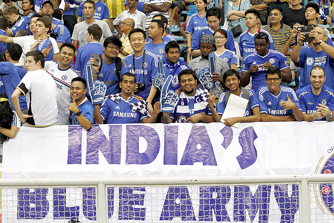 Chelsea fans from India during the match between Chelsea and Malaysia XI on July 21, 2013 at the Shah Alam Stadium in Shah Alam in Kuala Lumpur, Malaysia